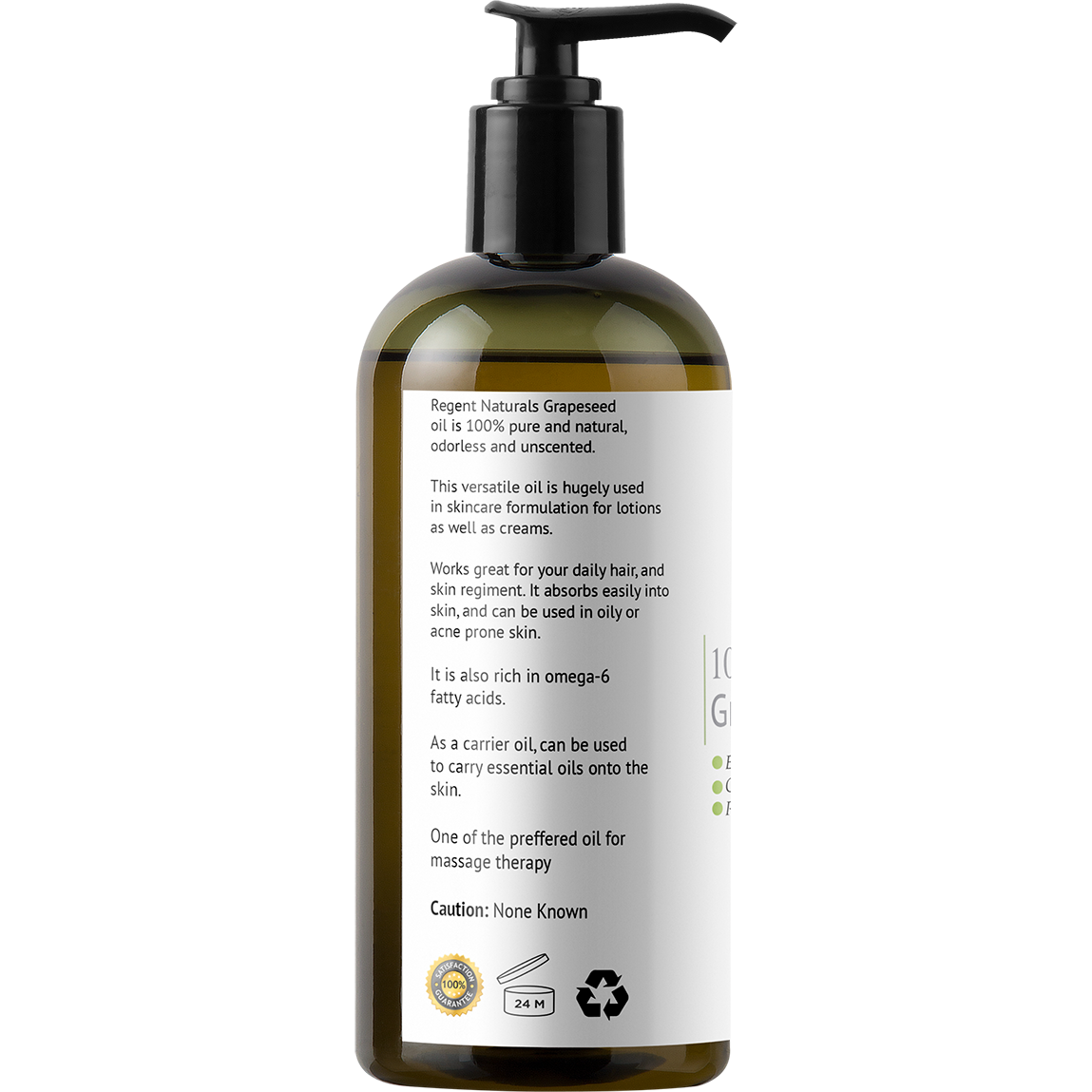 100% Pure Organic Grapeseed Oil 16oz. Perfect as Skin Moisturizer, Hair care & aromatherapy. Order one now!