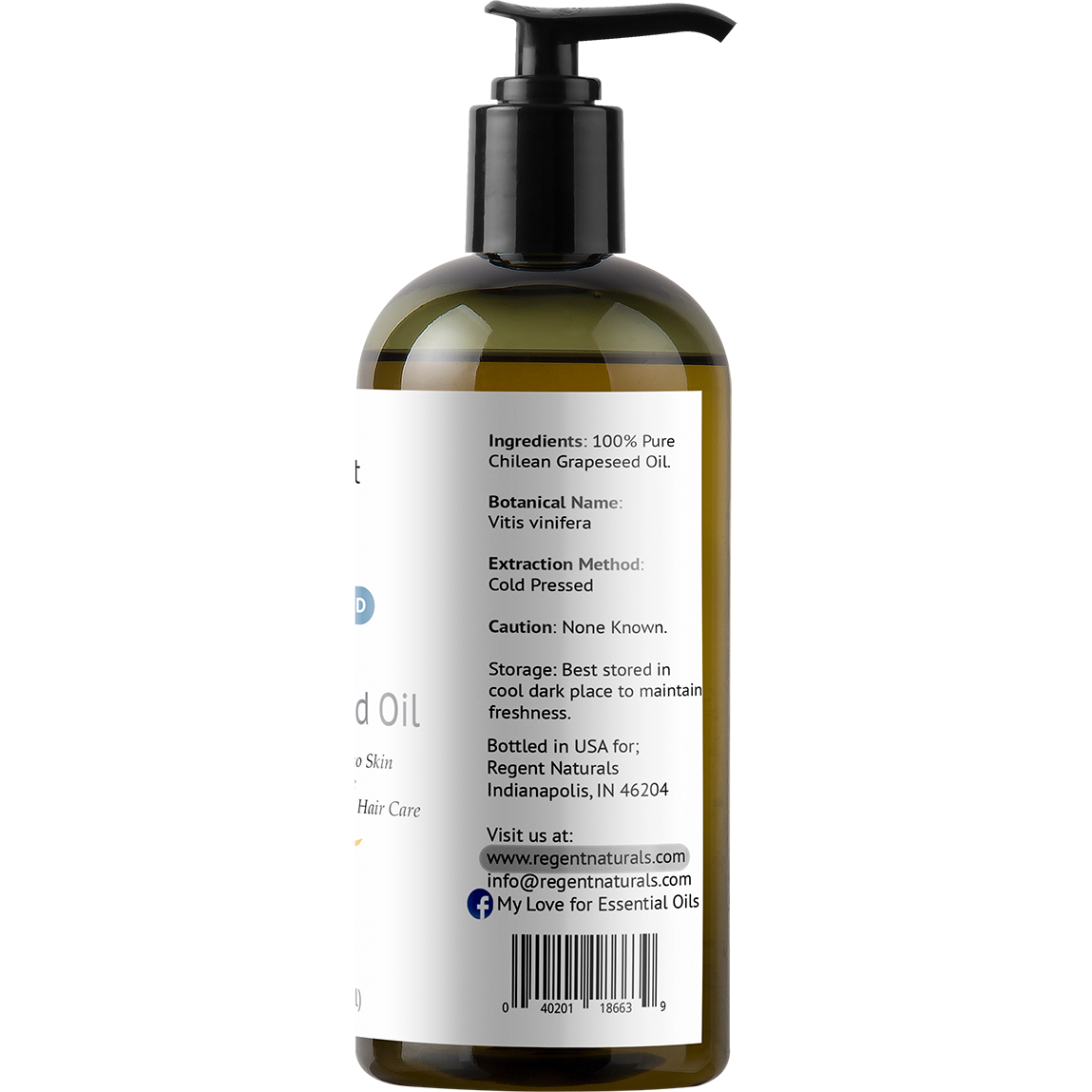 100% Pure Organic Grapeseed Oil 16oz. Perfect as Skin Moisturizer, Hair care & aromatherapy. Order one now!